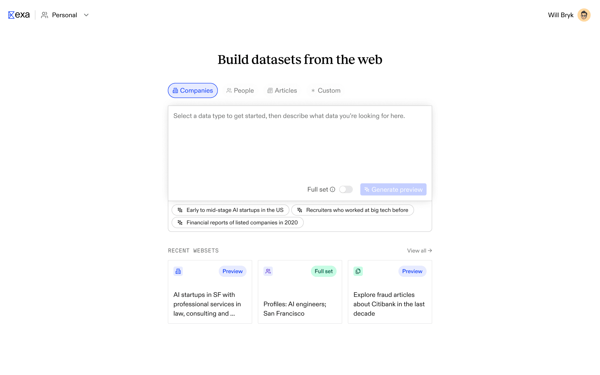Exa Websets - 1
